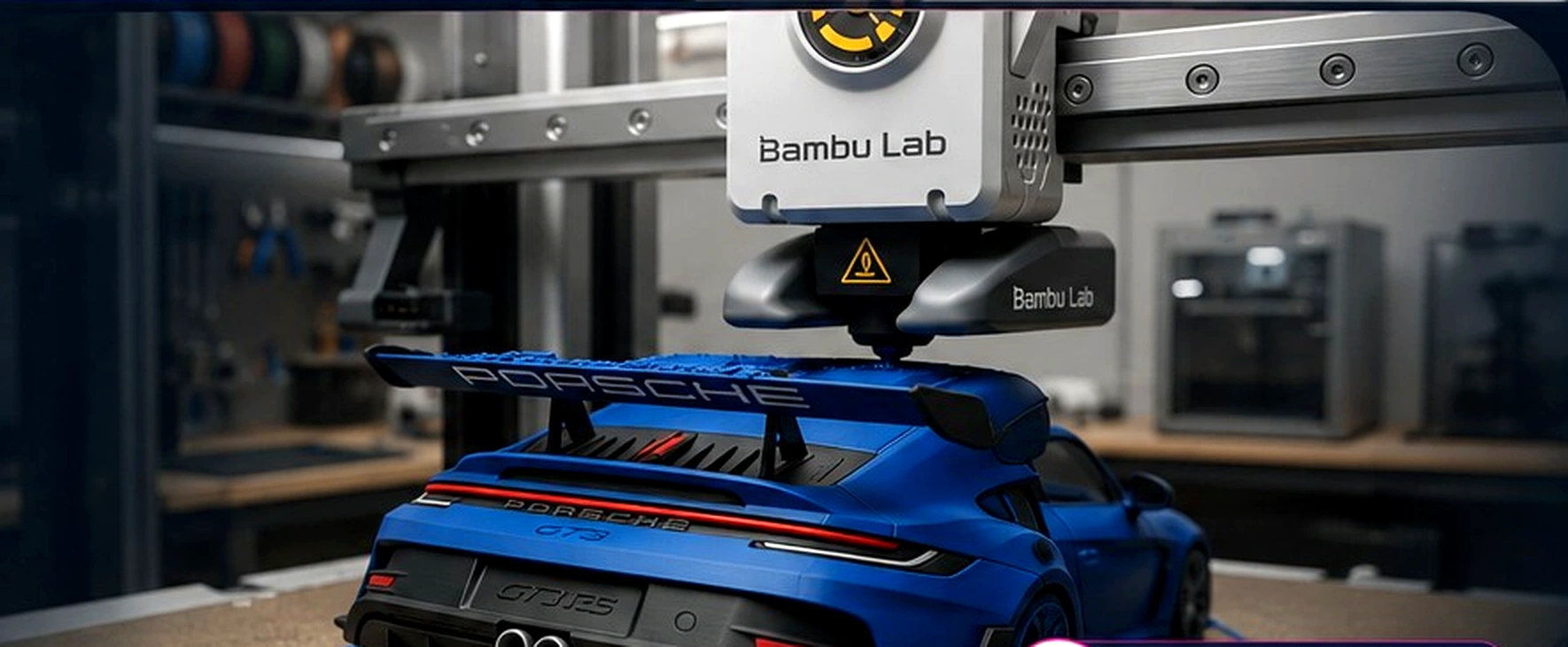 Porsche impresso em 3D sendo produzido