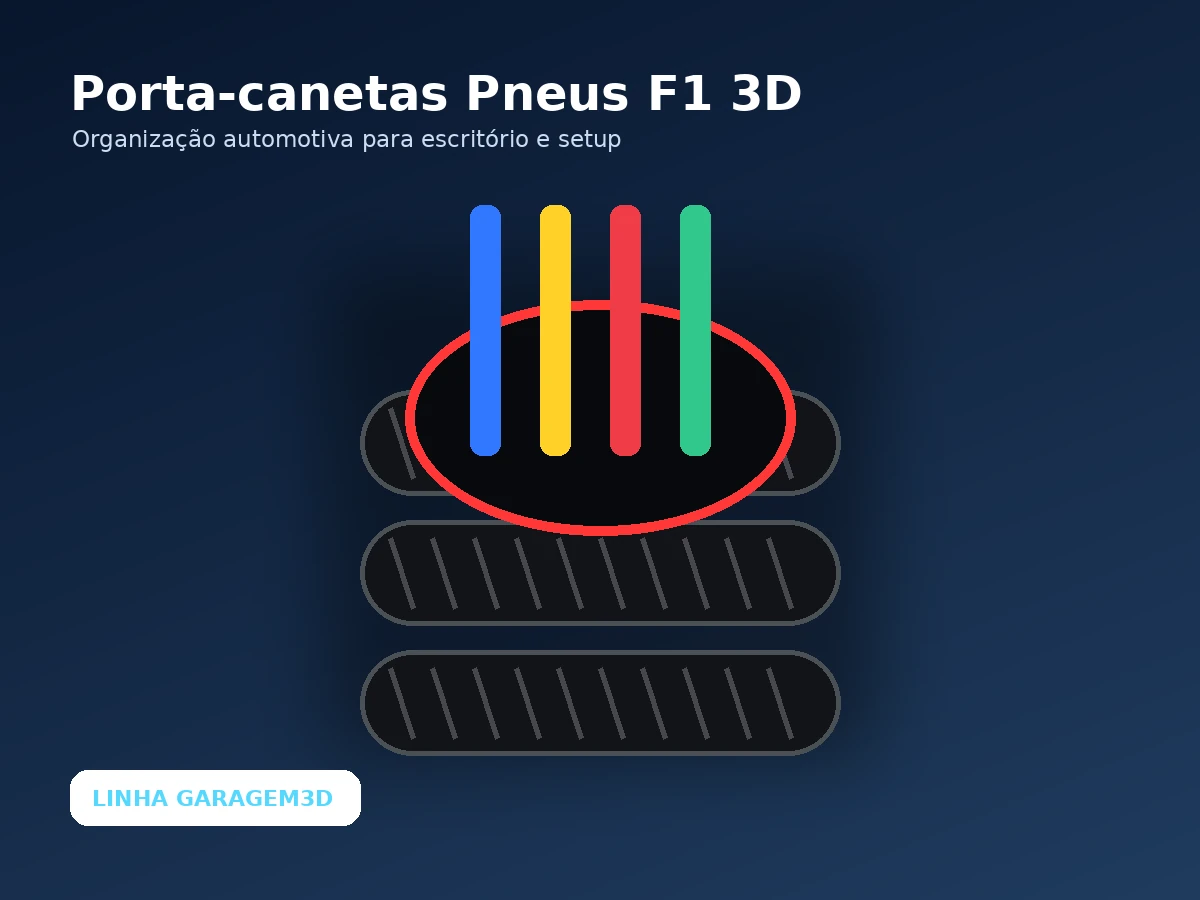 Porta-canetas Pneus F1 3D