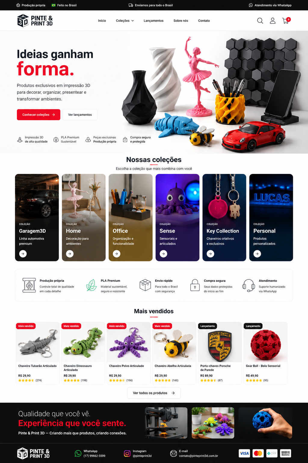 Conceito visual do e-commerce Pinte & Print 3D